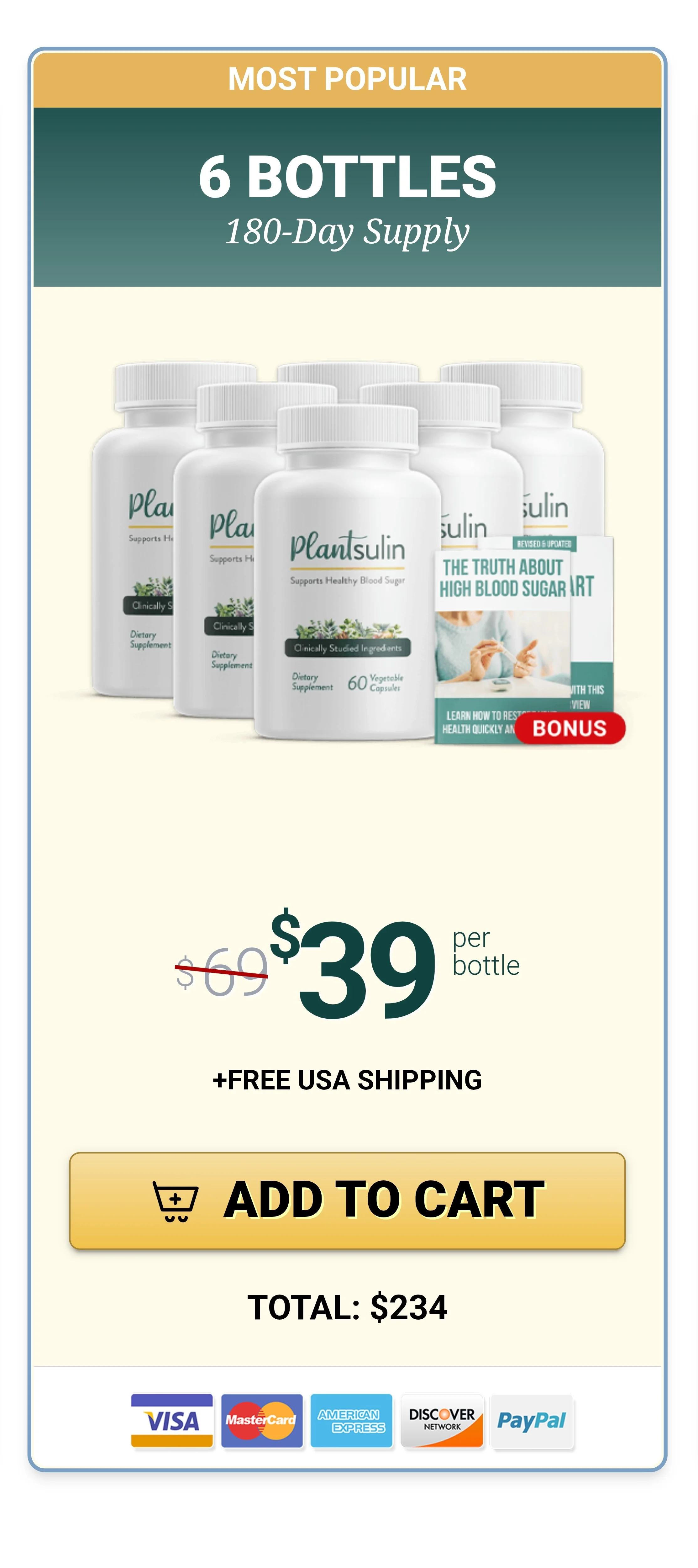 Plantsulin™ 6 bottles pricing